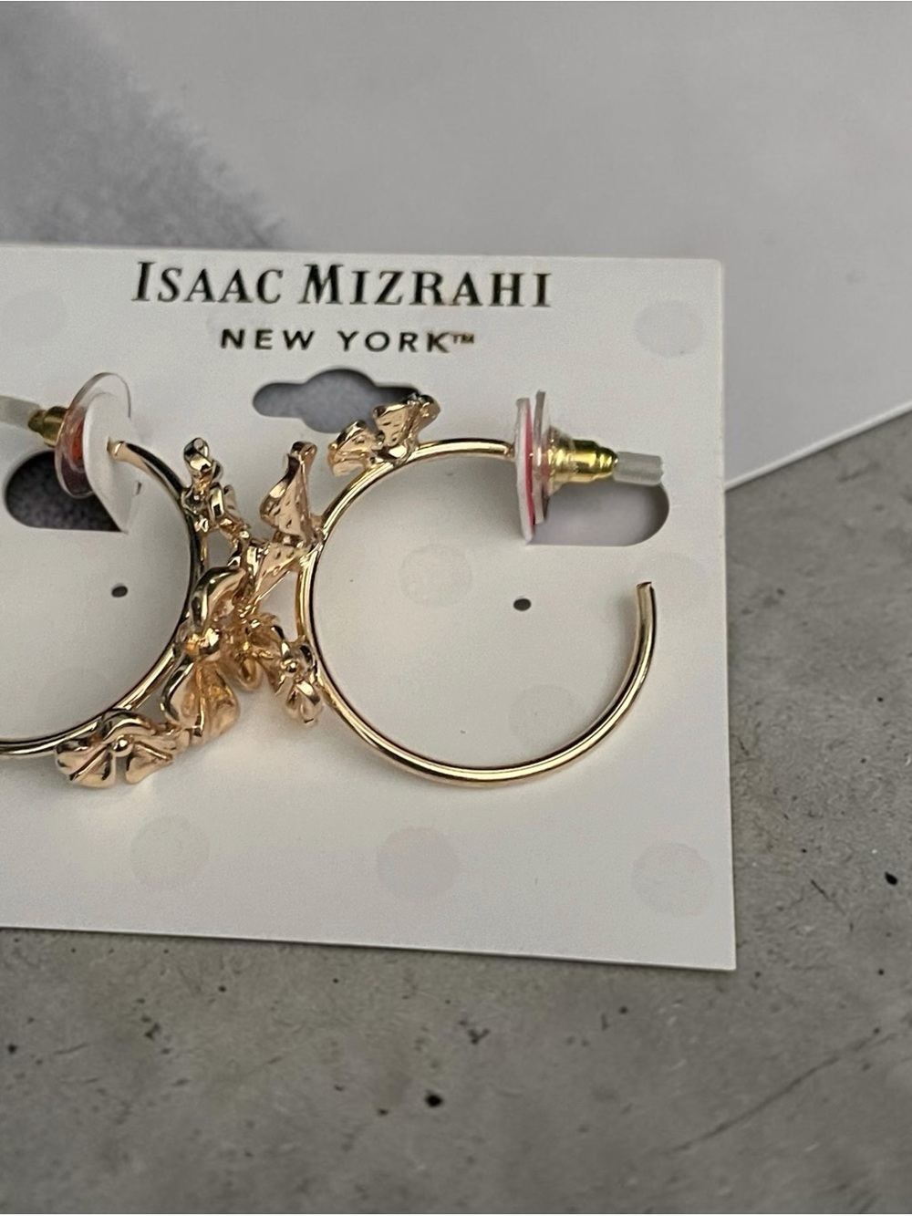 NWT Isaac Mizrahi Gold Flower Hoop Earrings Statement Chic